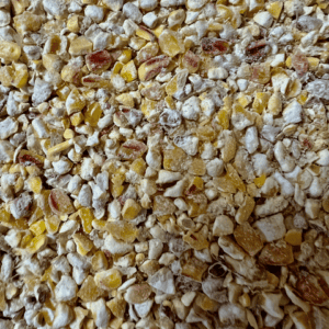 Close-up of mixed grain animal feed.