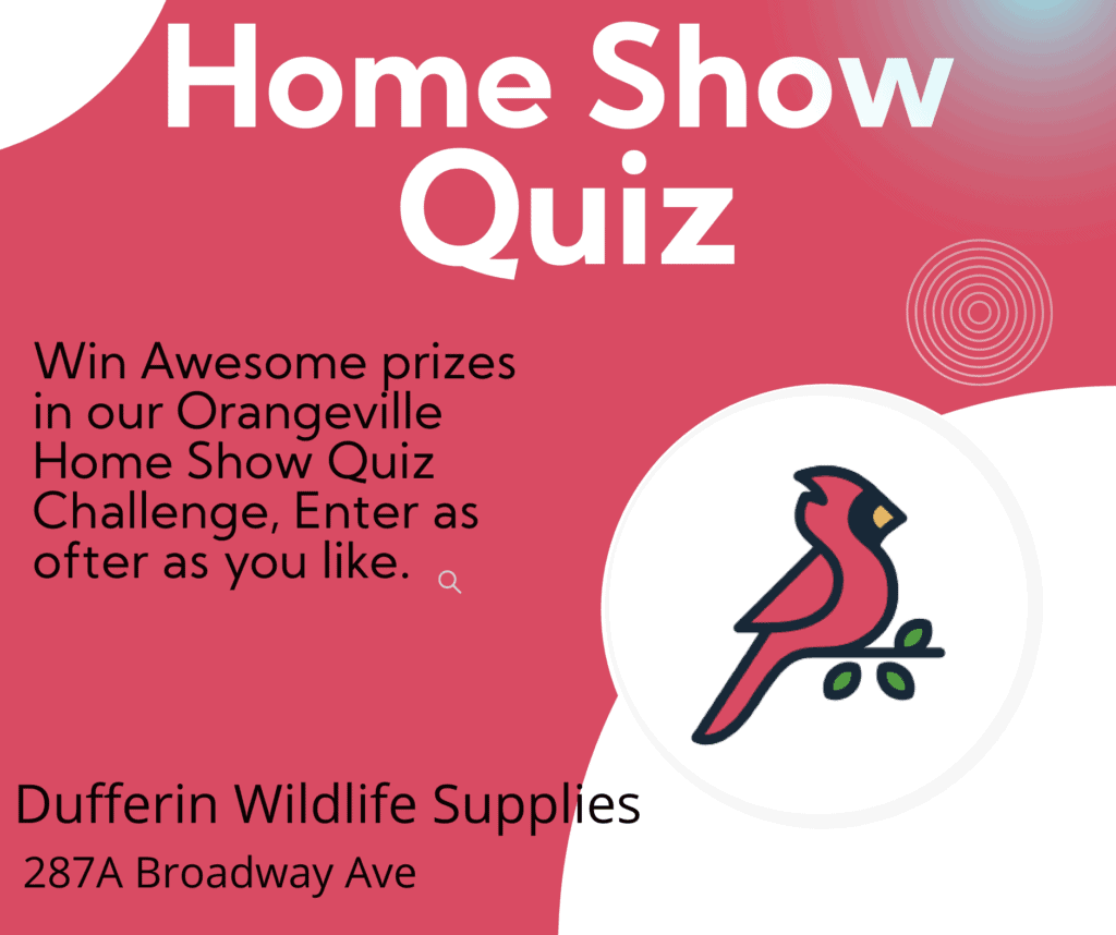 Advertisement for Orangeville Home Show Quiz with cardinal graphic.